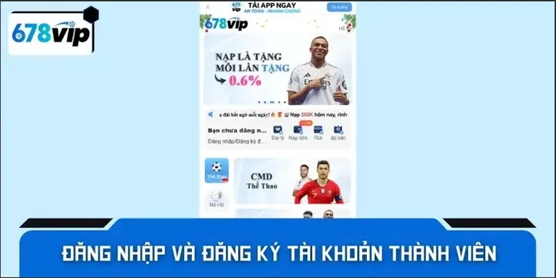 Đăng nhập và đăng ký tài khoản thành viên